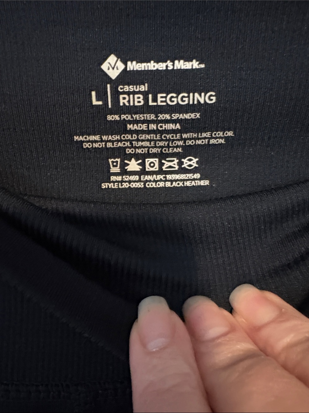 NWOT Women's High-Rise Black Rib Leggings with Wide Waistband - Size L - Picture 2 of 8